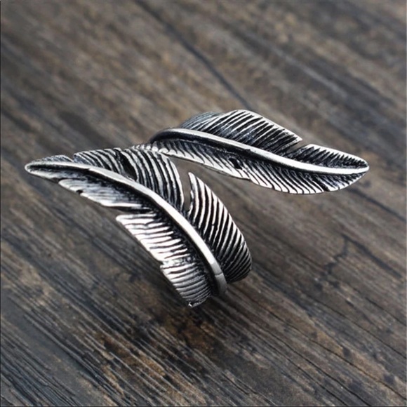 Feather 925 sterling silver unisex ring - Picture 4 of 5